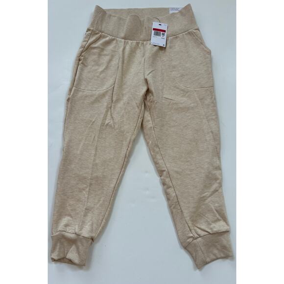 Nike Sportswear Yoga Flow 7/8 Slim Fit Pants Oatmeal Women’s DB4480-141 Size L - Picture 1 of 16